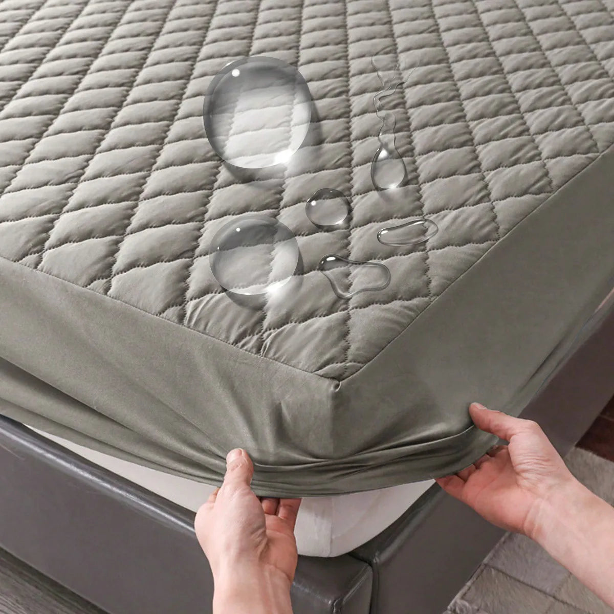 Housse matelas gris perle imperméable